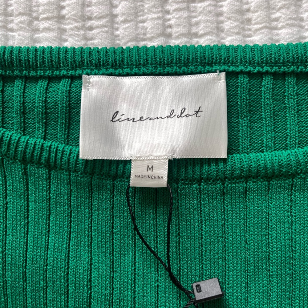 Line & Dot Jules Ribbed Long Sleeve Dress in Green size M - Picture 4 of 6